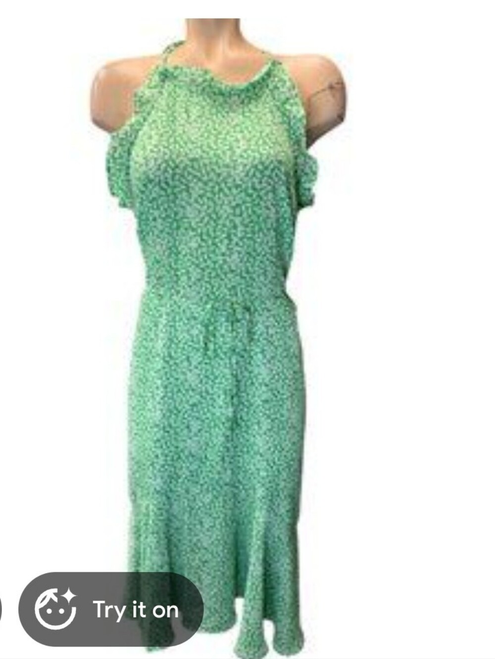 Who What Wear Green Cold-Shoulder Floral Midi Dress